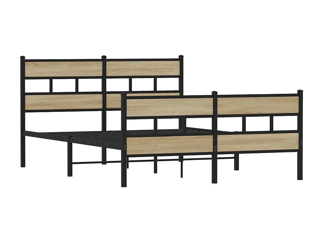 Estrutura de cama sem colchão 135x190 cm metal carvalho sonoma