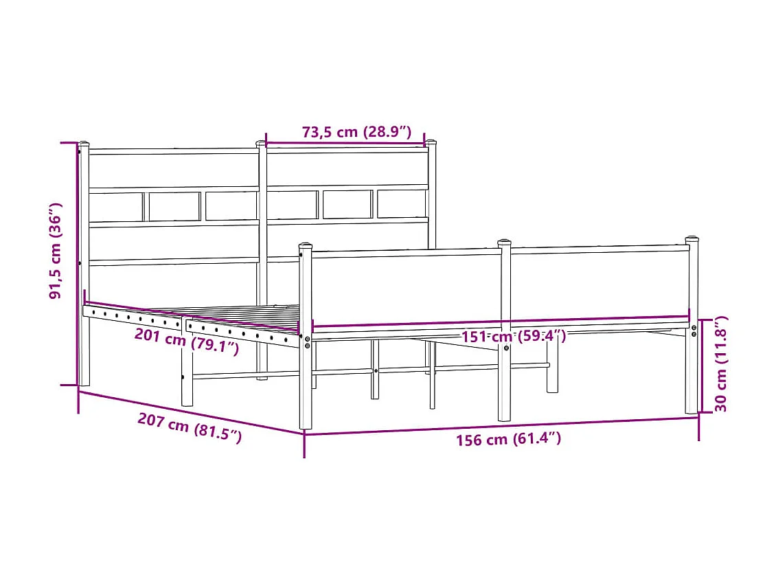Estructura de cama sin colchón madera roble Sonoma 150x200 cm