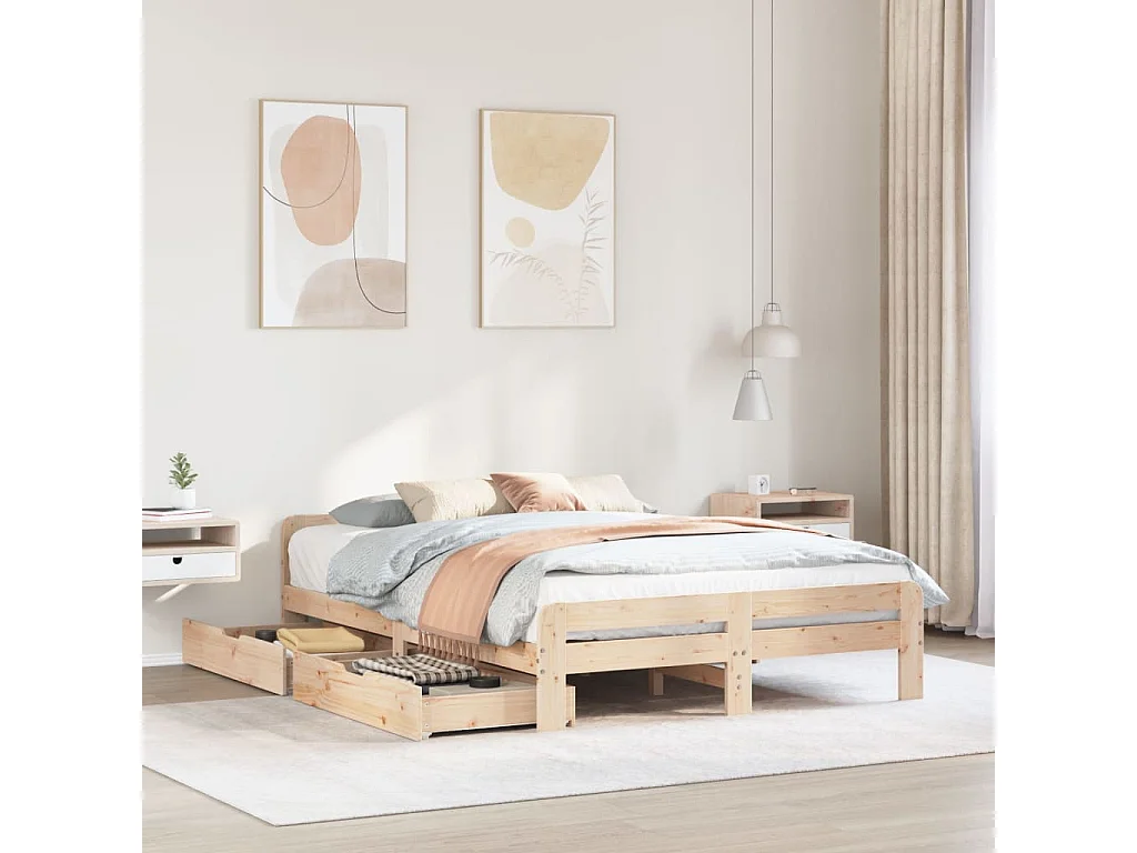 Cadre de lit sans matelas 150x200 cm bois de pin massif