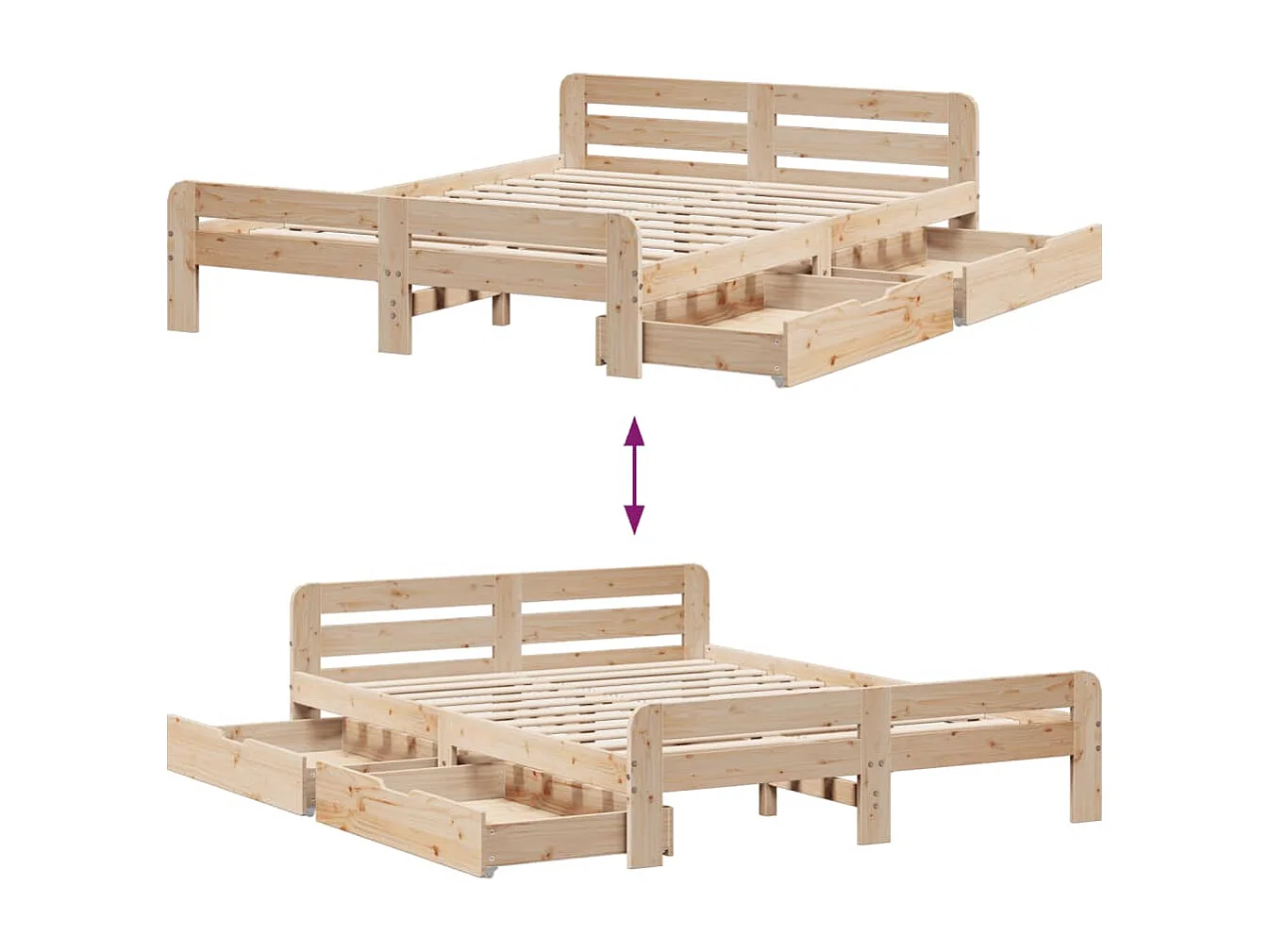 Estructura de cama sin colchón madera de pino blanco 150x200 cm