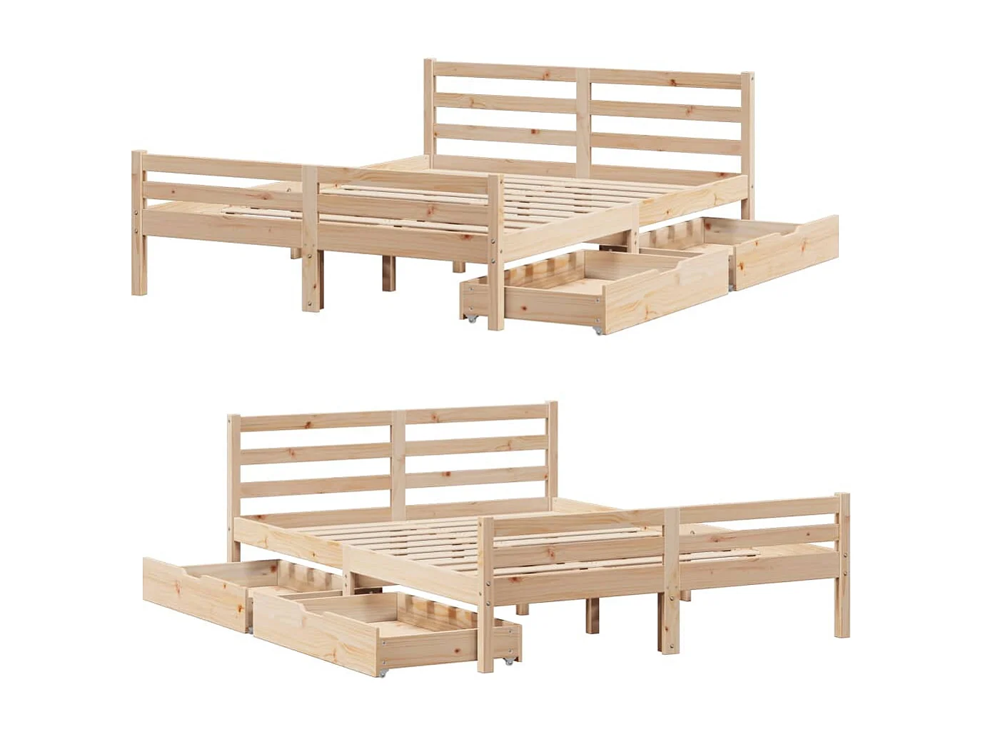 Estructura de cama sin colchón madera maciza de pino 135x190 cm