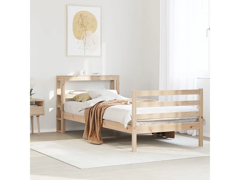 Estructura de cama sin colchón madera maciza de pino 90x200 cm