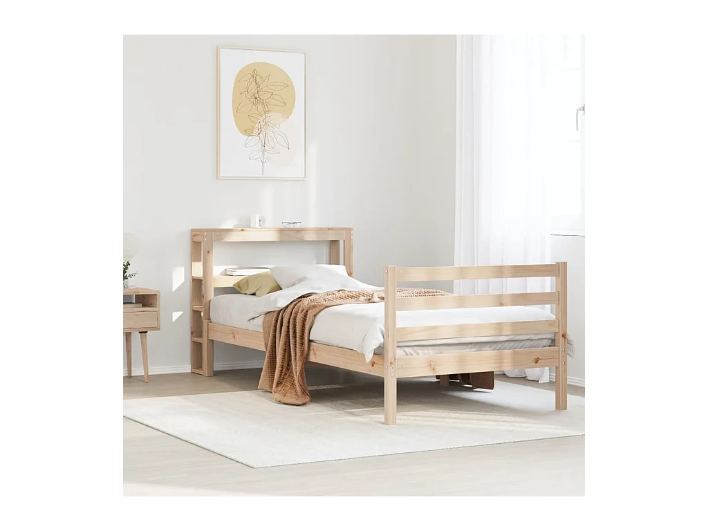 Estructura de cama sin colchón madera maciza de pino 90x200 cm