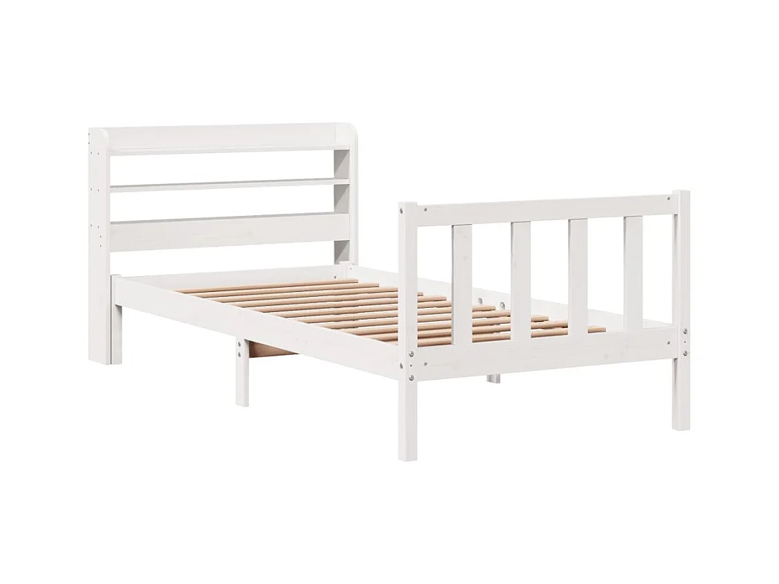 Cadre de lit sans matelas blanc 90x200 cm bois de pin massif