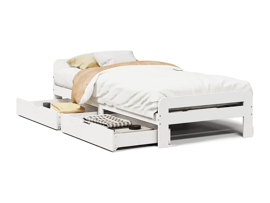 Cadre de lit sans matelas blanc 75x190 cm bois de pin massif