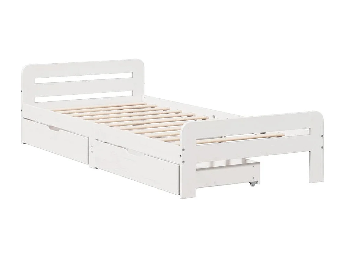 Cadre de lit sans matelas blanc 75x190 cm bois de pin massif
