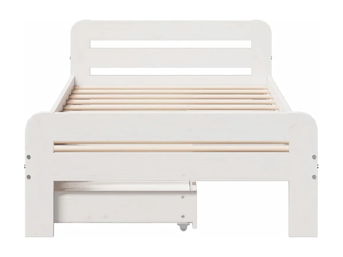 Cadre de lit sans matelas blanc 75x190 cm bois de pin massif