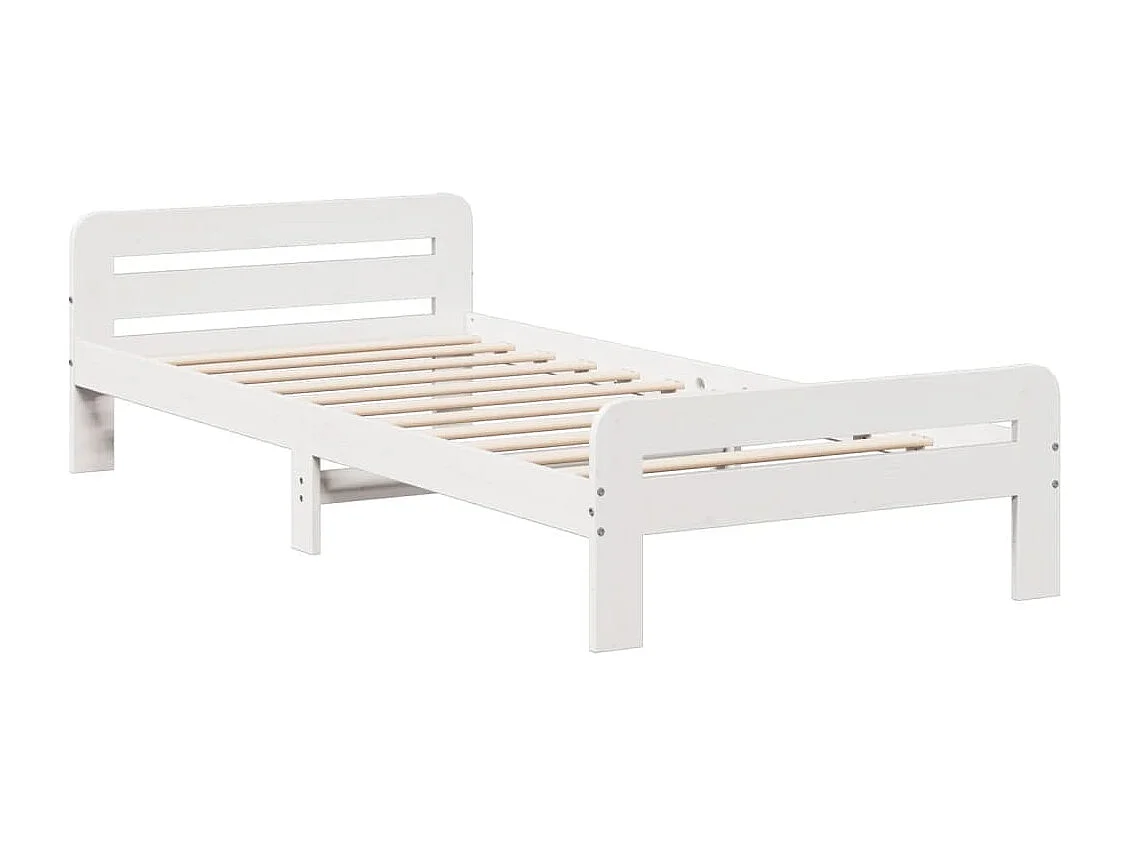 Cadre de lit sans matelas blanc 75x190 cm bois de pin massif