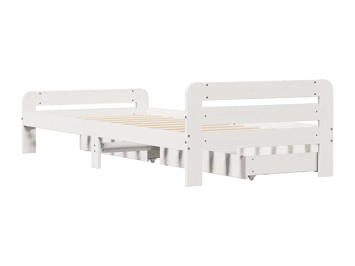 Cadre de lit sans matelas blanc 75x190 cm bois de pin massif