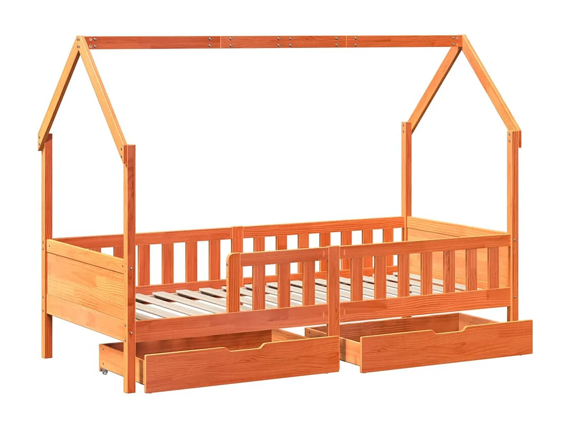Estructura de cama infantil con cajones madera pino 90x190 cm