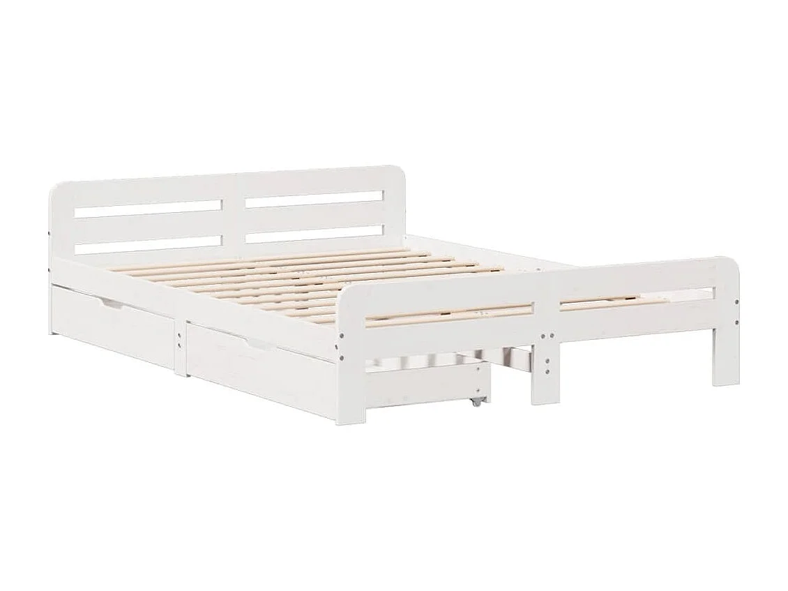 Cama sem colchão 140x190 cm madeira de pinho maciça branco