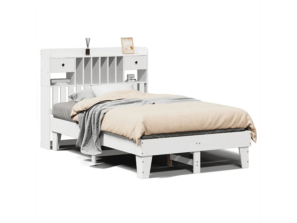 Estructura de cama sin colchón madera de pino blanco 135x190 cm