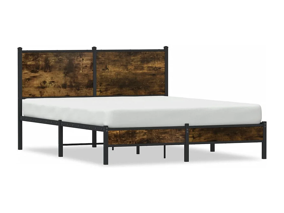 Estrutura de cama com cabeceira 137x190cm metal carvalho fumado