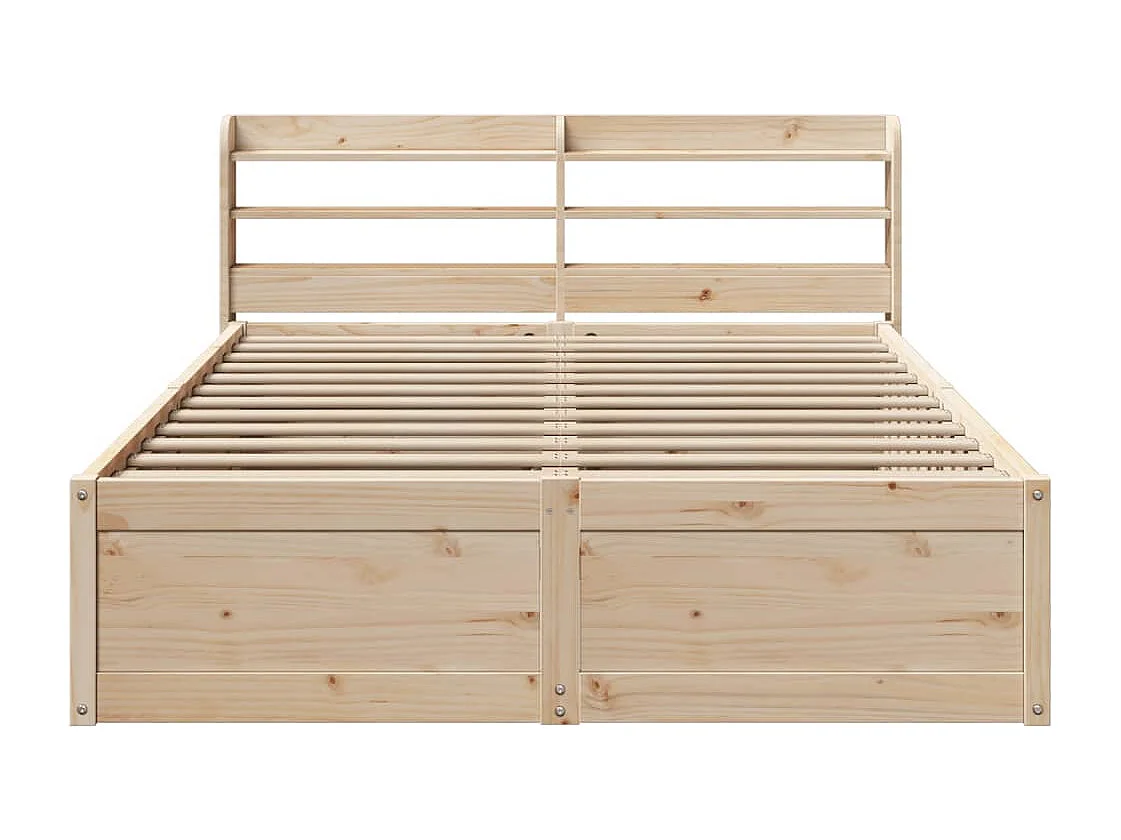 Estructura de cama con cabecero madera maciza pino 160x200 cm