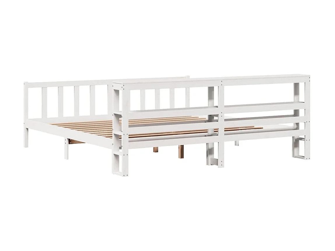 Cadre de lit sans matelas blanc 180x200 cm bois massif de pin