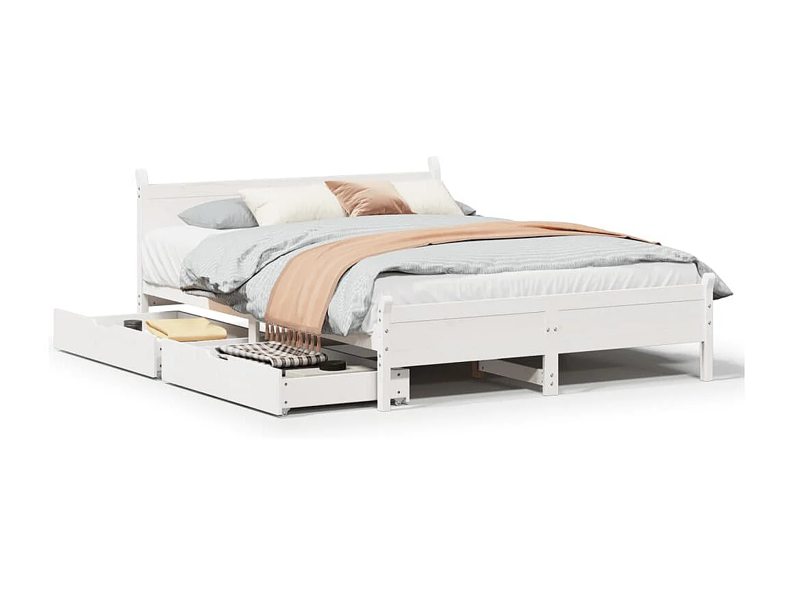 Estructura de cama sin colchón madera de pino blanca 150x200 cm