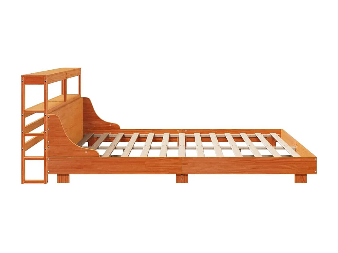 Cama sem colchão 200x200 cm pinho maciço castanho-mel