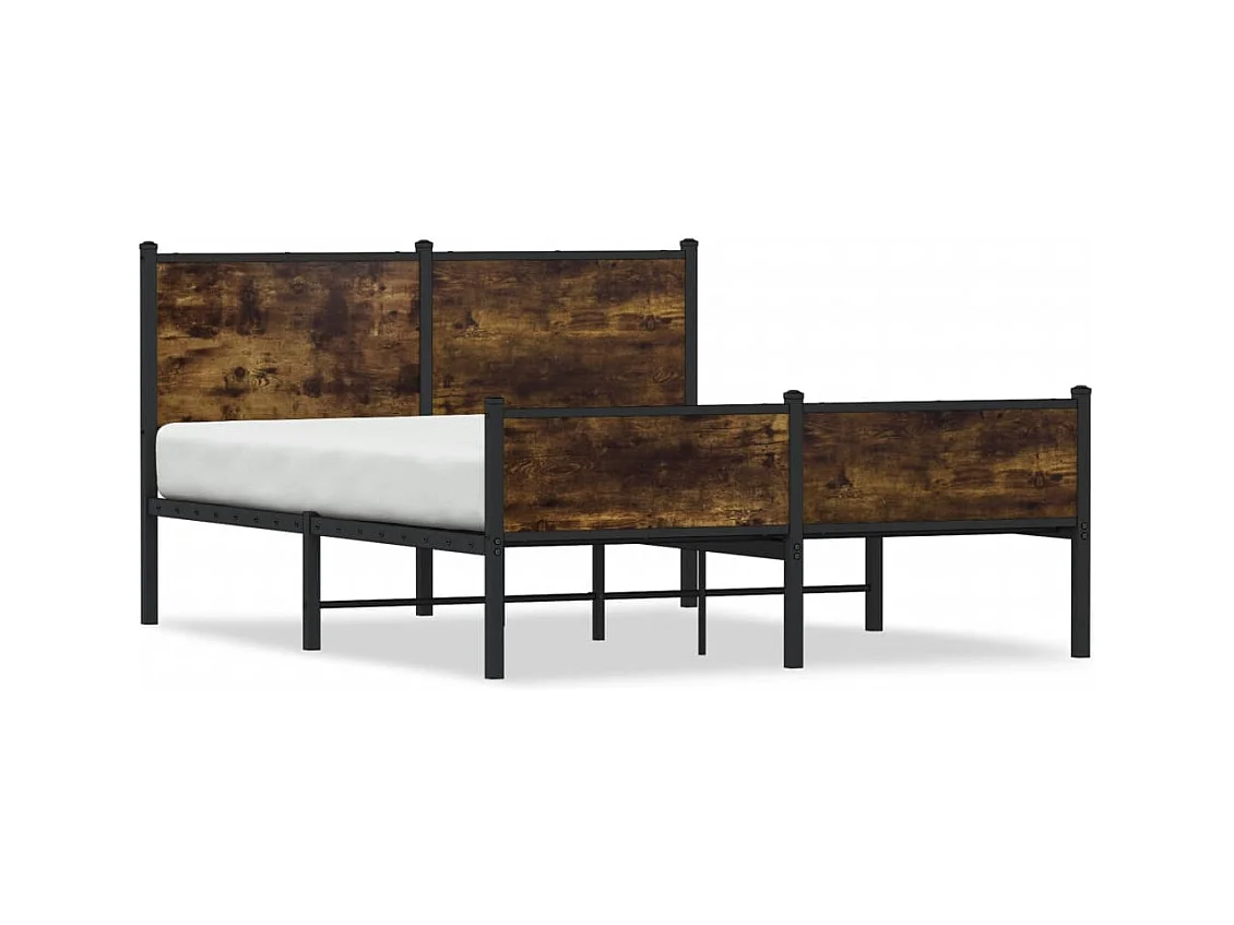 Estructura de cama sin colchón metal roble ahumado 140x190 cm