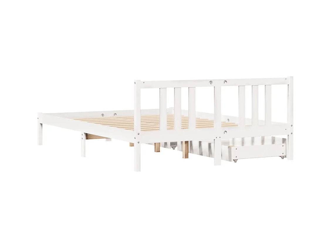 Cadre de lit sans matelas blanc 140x200 cm bois de pin massif