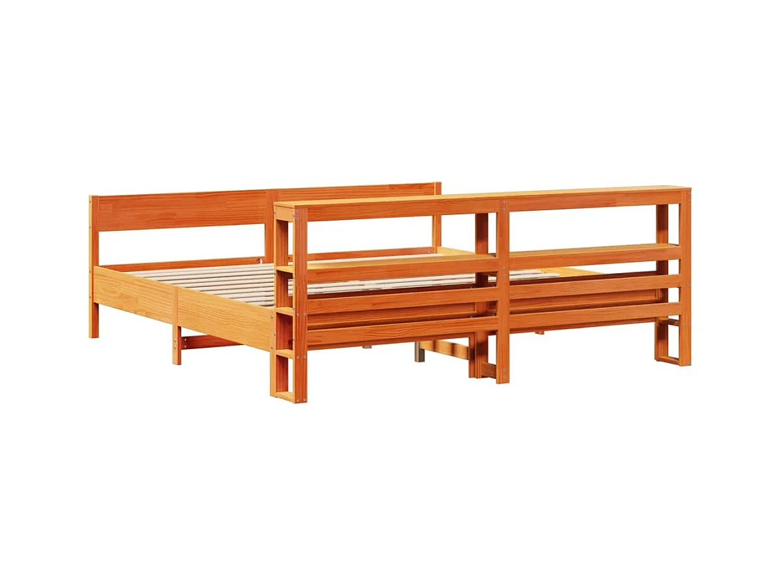 Cama sem colchão 200x200 cm pinho maciço castanho-mel