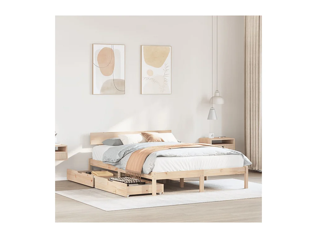 Estructura de cama sin colchón madera maciza de pino 160x200 cm