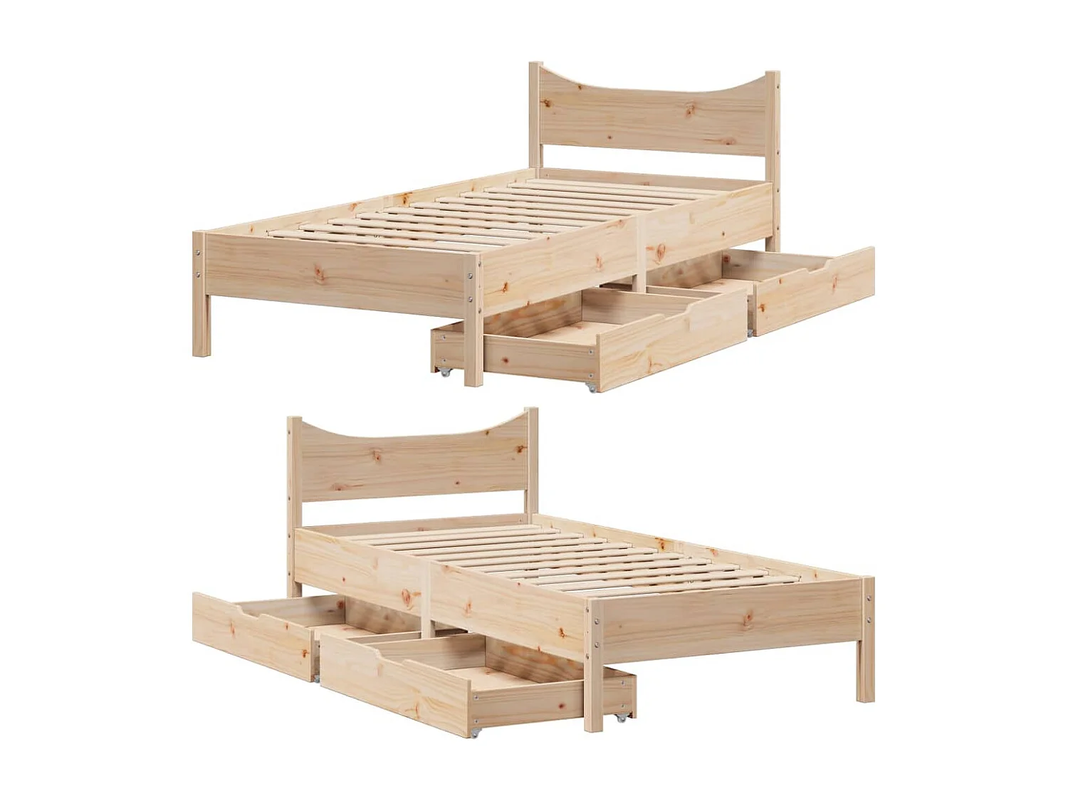 Estructura de cama con cajones madera maciza de pino 90x200 cm