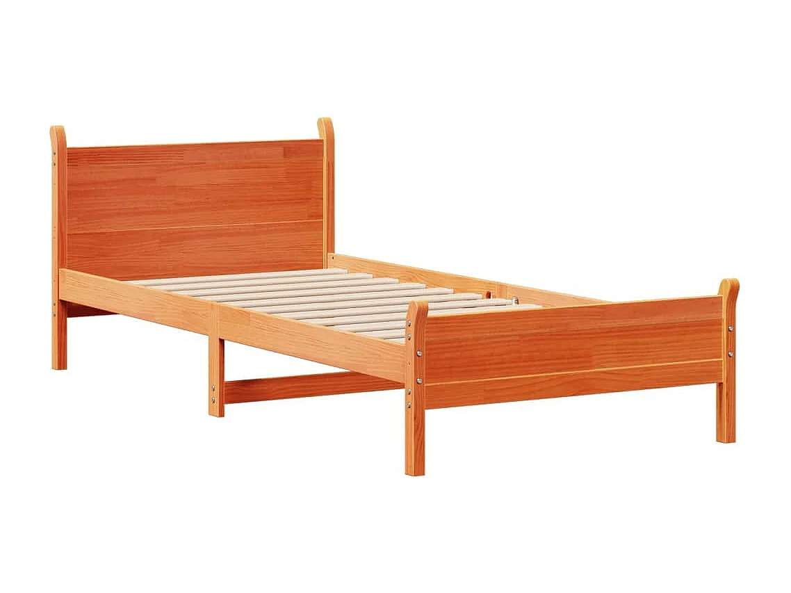 Cama sin colchón madera maciza de pino marrón cera 100x200 cm