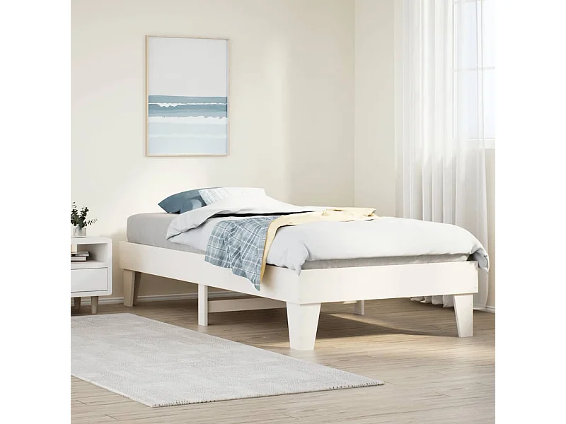 Estructura de cama sin colchón madera de pino blanca 90x200 cm