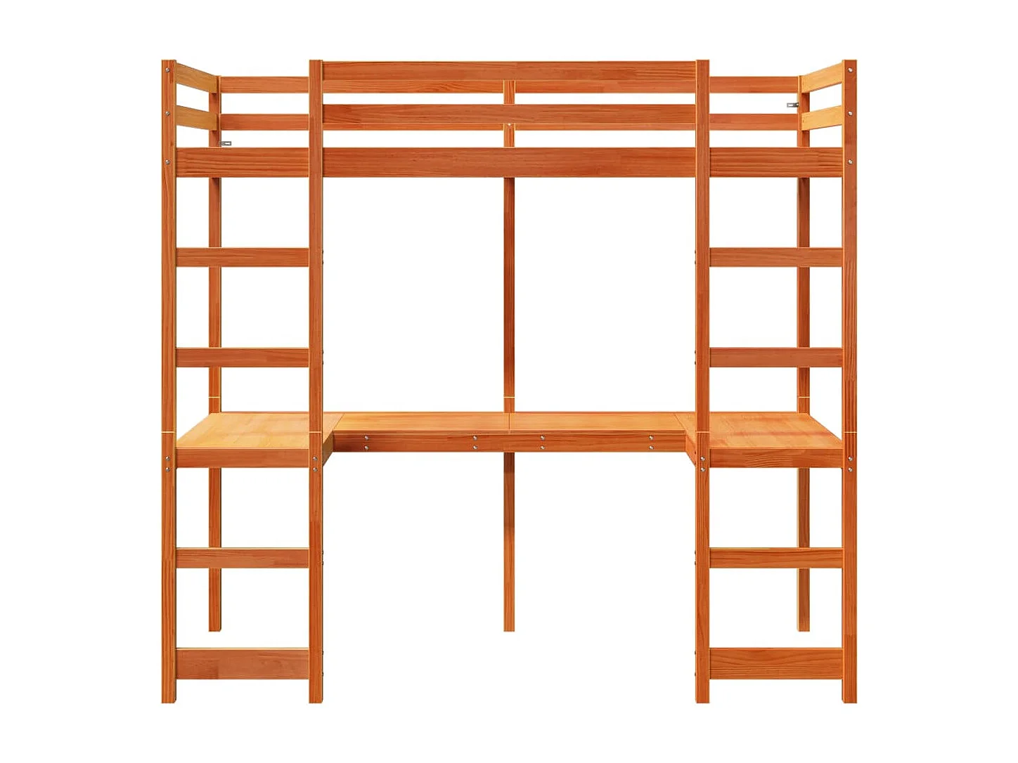 Cama alta sin colchón madera maciza pino marrón cera 75x190 cm