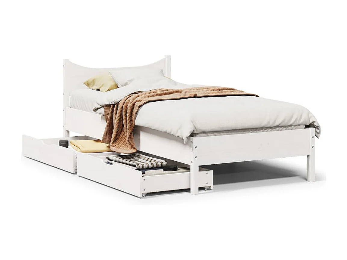 Estructura cama con cajones madera maciza pino blanco 90x200 cm