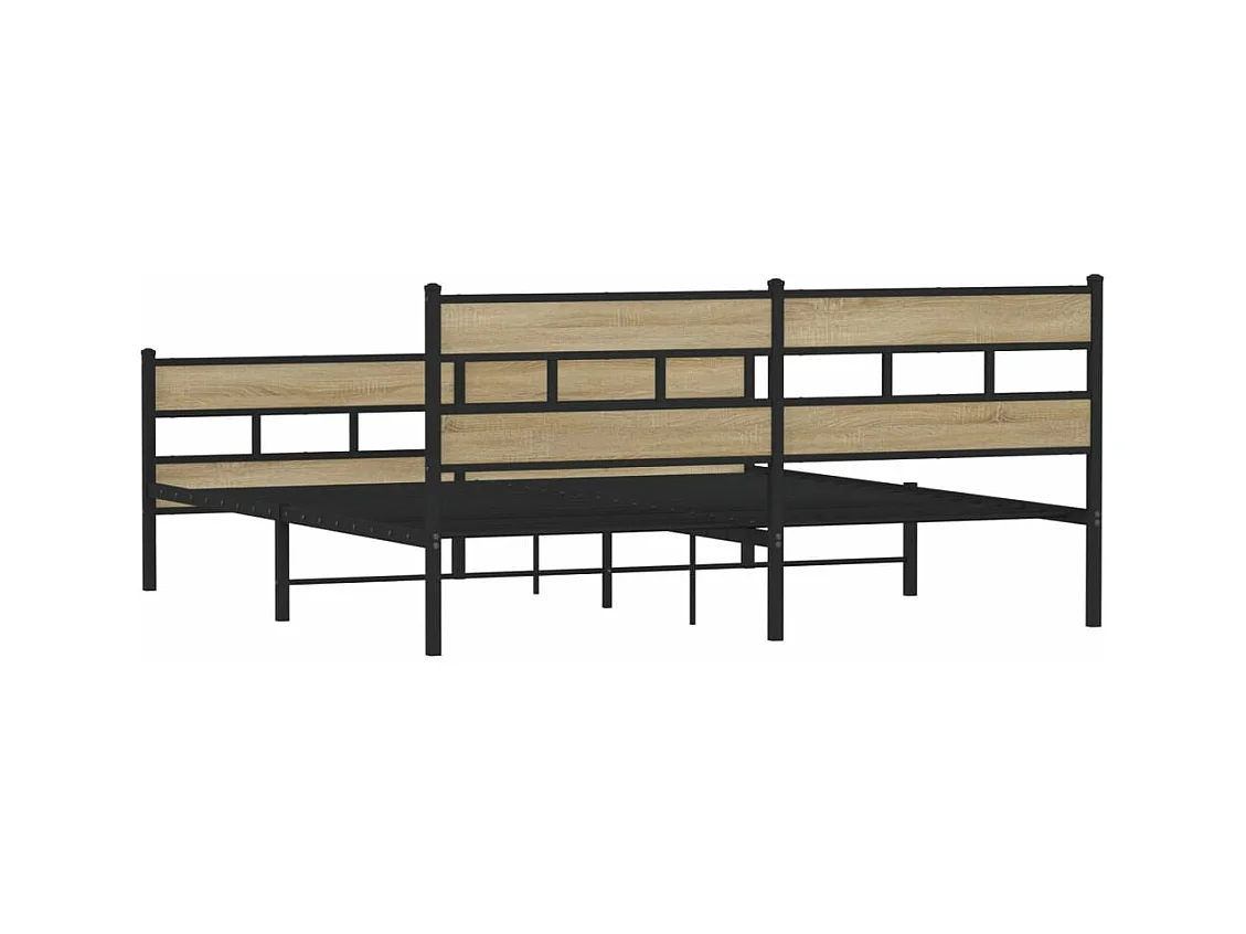 Estrutura de cama sem colchão 183x213cm metal carvalho sonoma