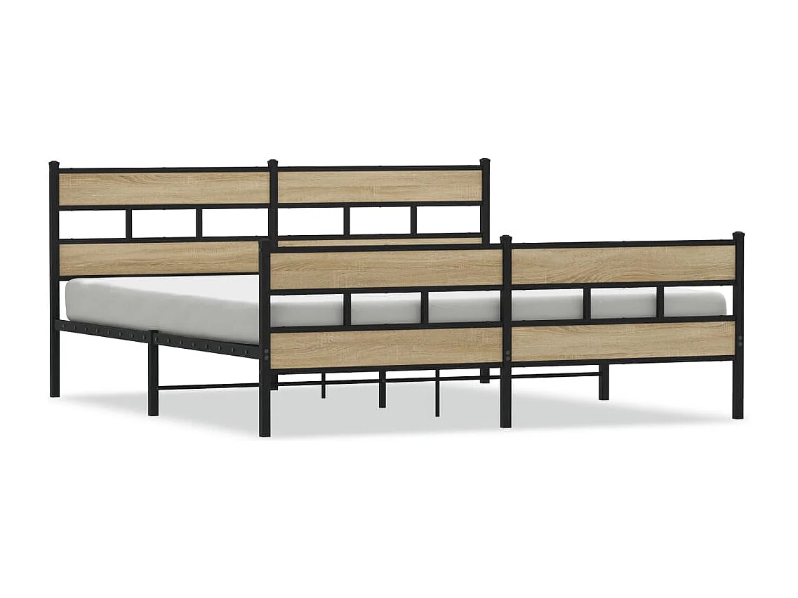 Estructura de cama sin colchón metal roble Sonoma 183x213 cm