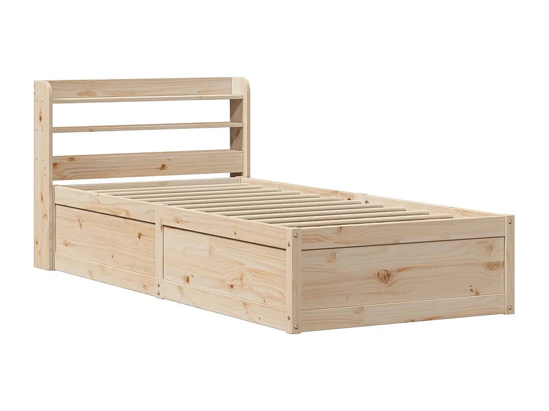 Estructura de cama con cabecero madera maciza pino 75x190 cm