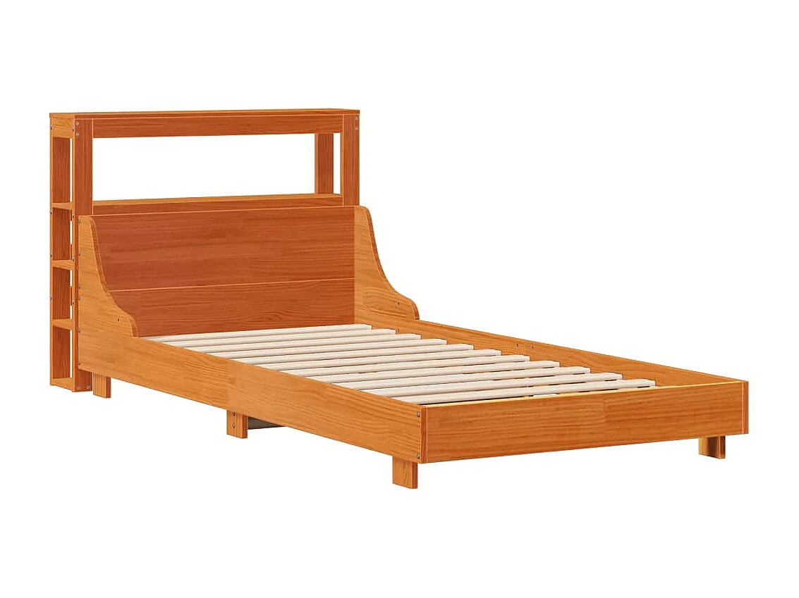 Cama sem colchão 90x190 cm madeira de pinho maciça castanho-mel
