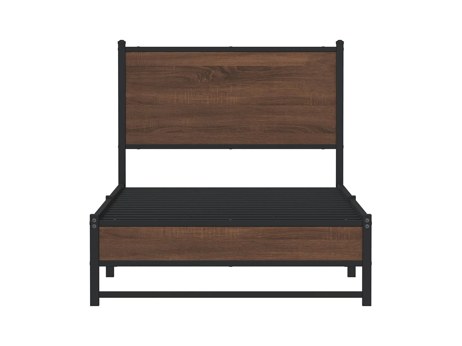 Estructura de cama con cabecero metal marrón roble 90x190 cm