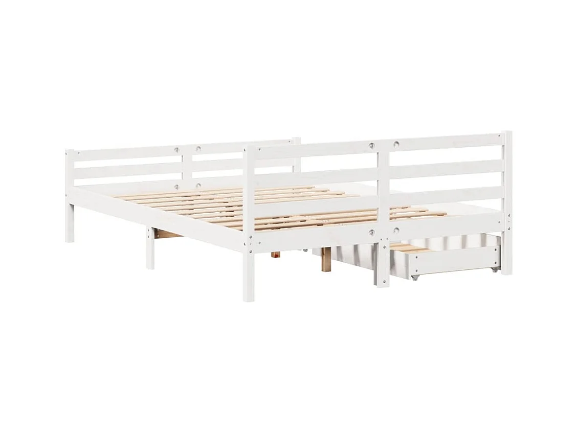 Cadre de lit sans matelas blanc 135x190 cm bois de pin massif