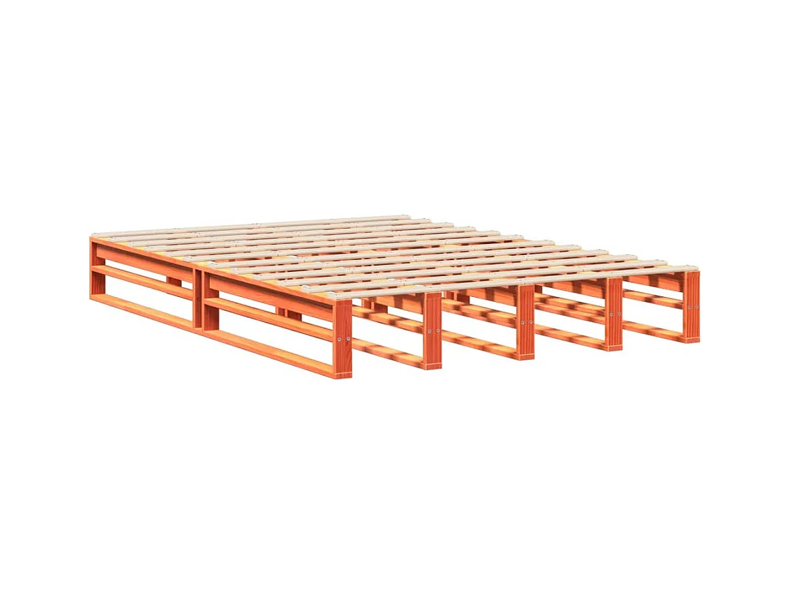 Cadre de lit sans matelas cire marron 150x200cm bois pin massif