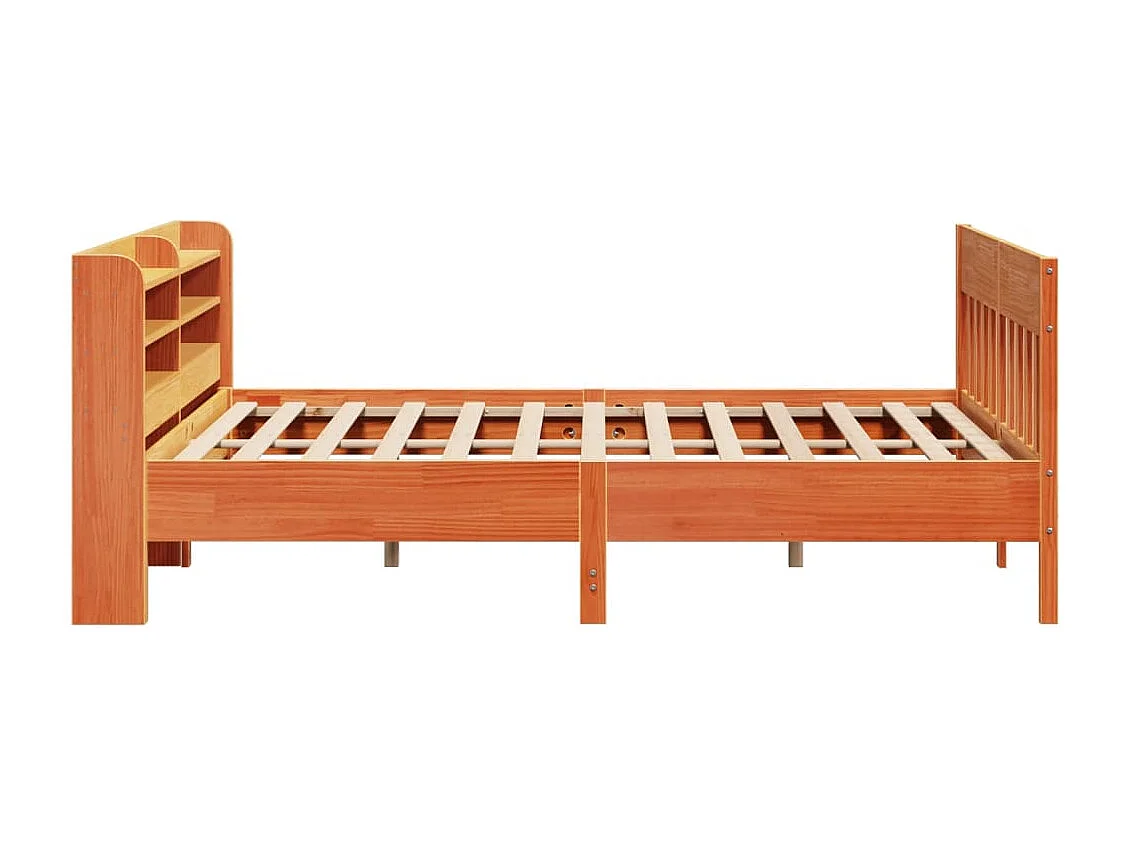 Cama sem colchão 200x200 cm pinho maciço castanho-mel