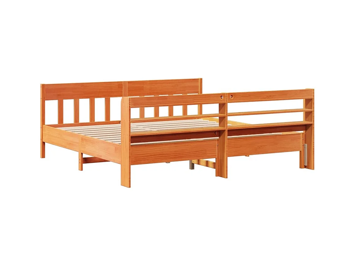 Cama sem colchão 200x200 cm pinho maciço castanho-mel