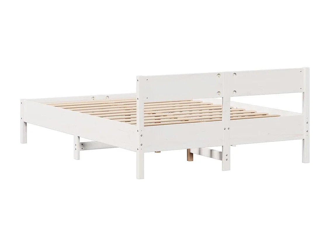 Cadre de lit sans matelas blanc 150x200 cm bois de pin massif