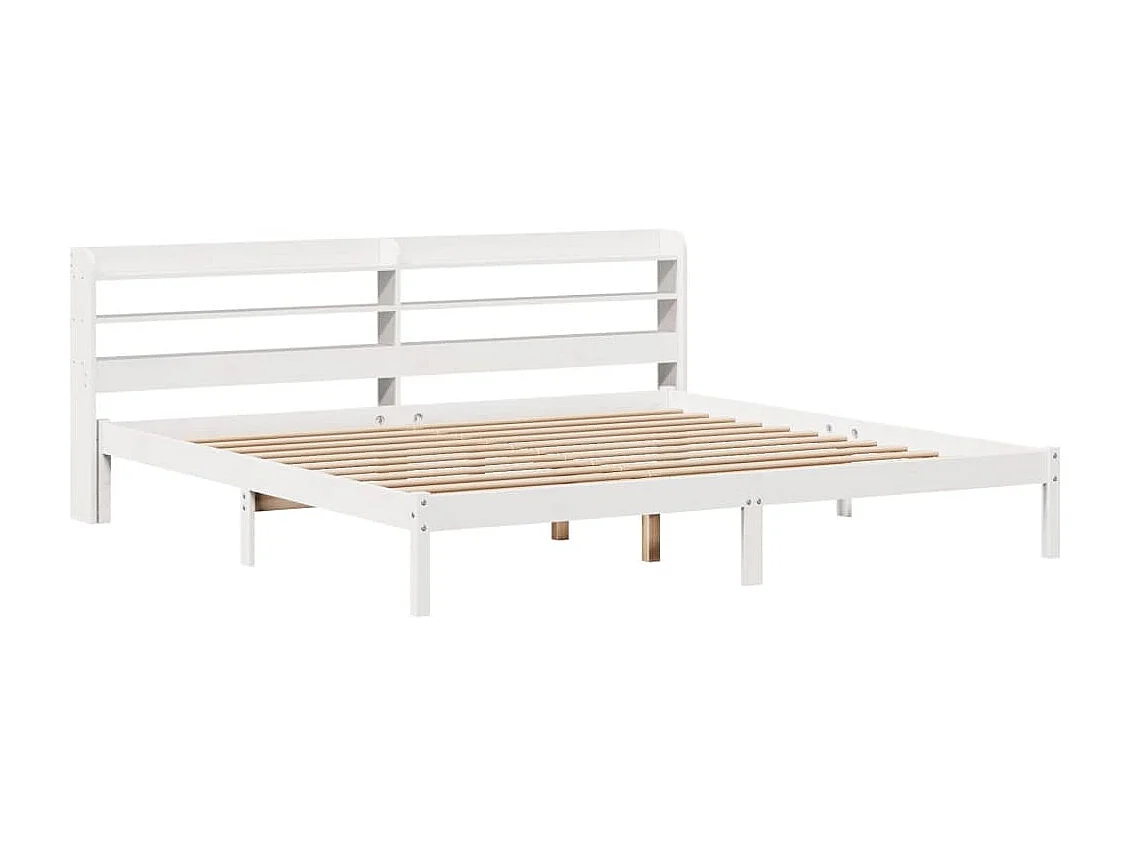 Cama sem colchão 200x200 cm madeira de pinho maciça branco