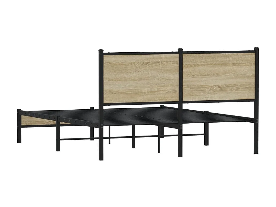 Cadre de lit en métal sans matelas chêne sonoma 140x200 cm