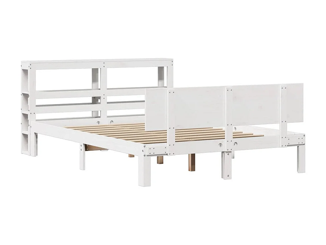 Estructura de cama con cabecero madera pino blanco 120x200 cm