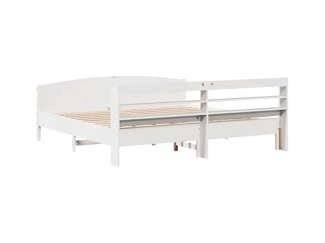 Cadre de lit sans matelas blanc 200x200 cm bois massif de pin