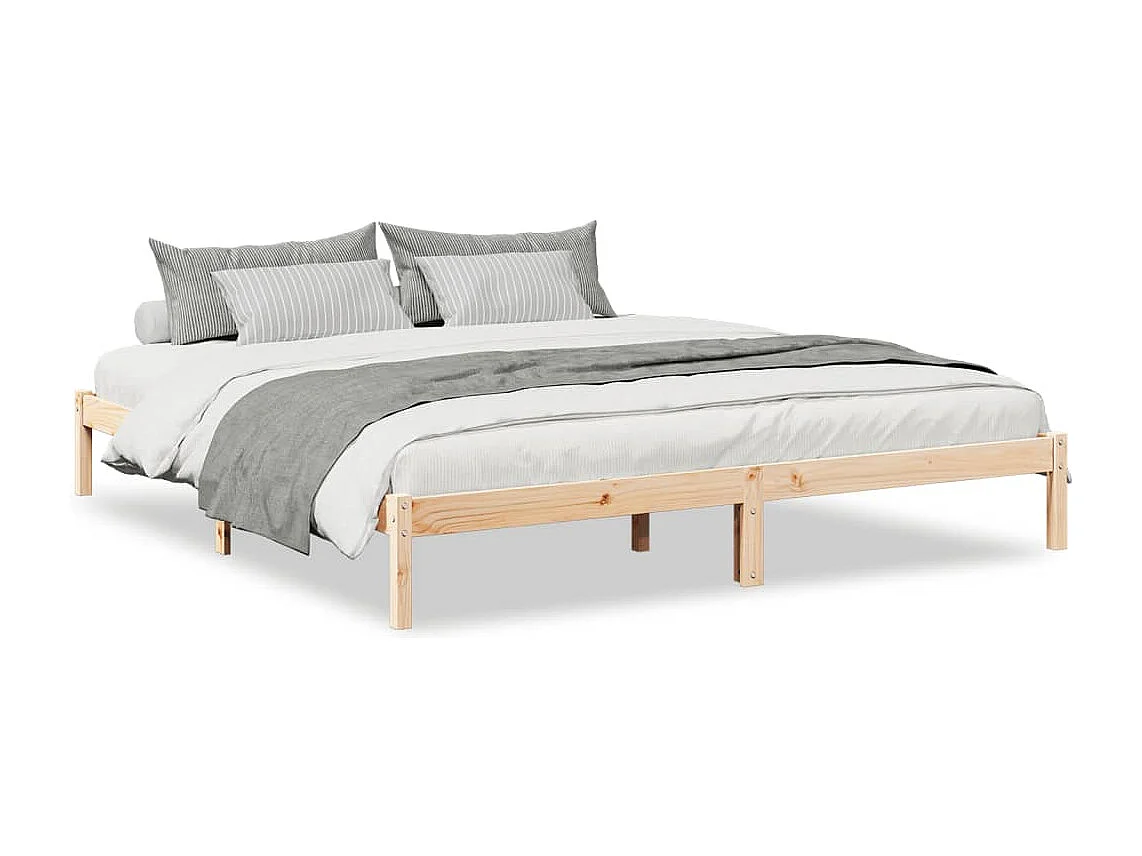 Cadre de lit extra long sans matelas 200x220 cm bois massif pin