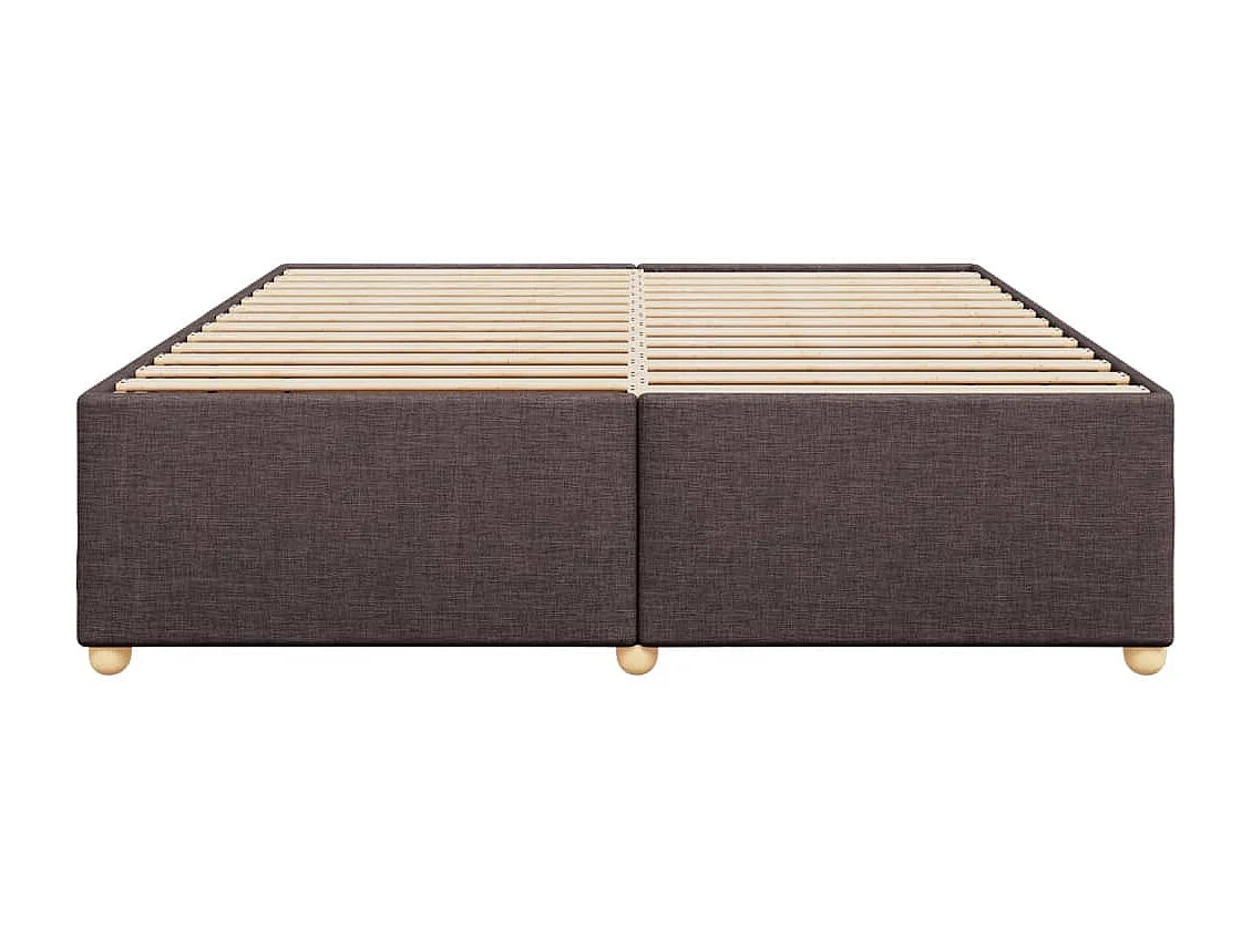 Estrutura de cama sem colchão 200x200 cm tecido castanho-escuro