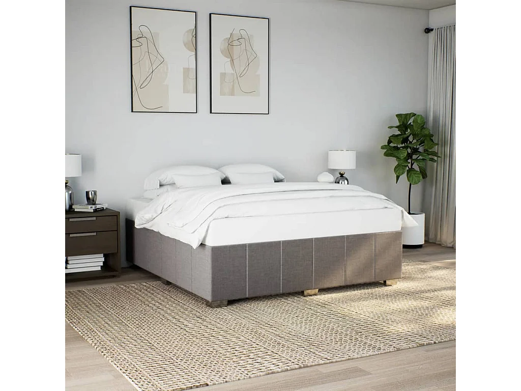 Cadre de lit sans matelas taupe 180x200 cm tissu