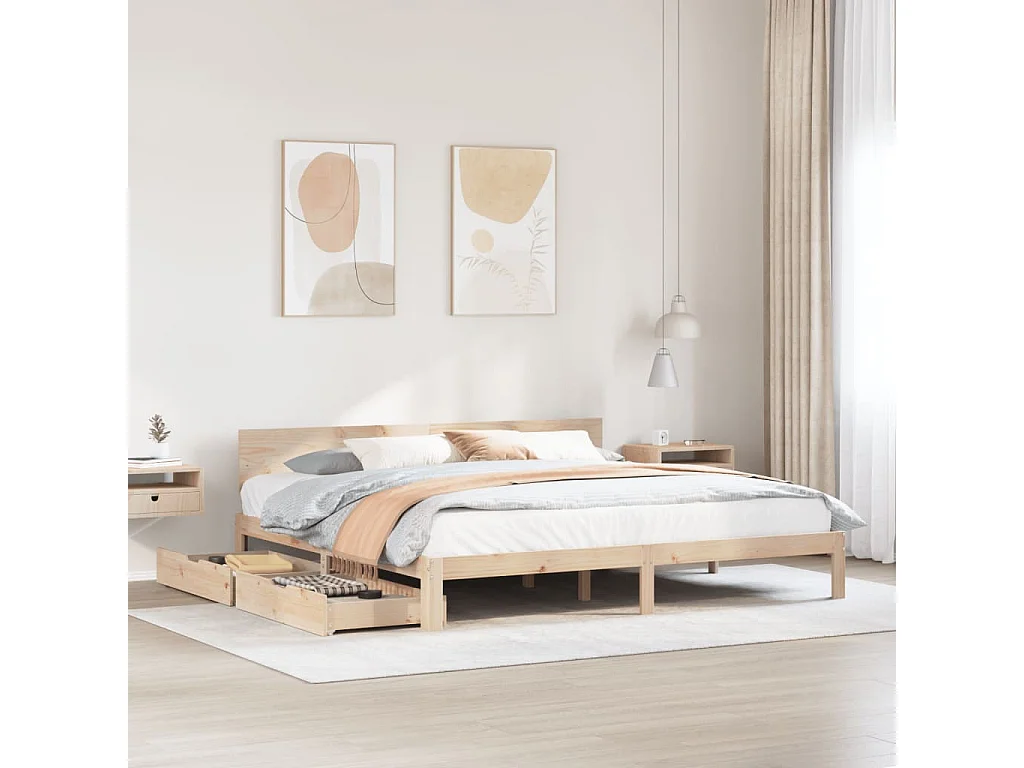 Estructura de cama con cajones madera maciza de pino 180x200 cm