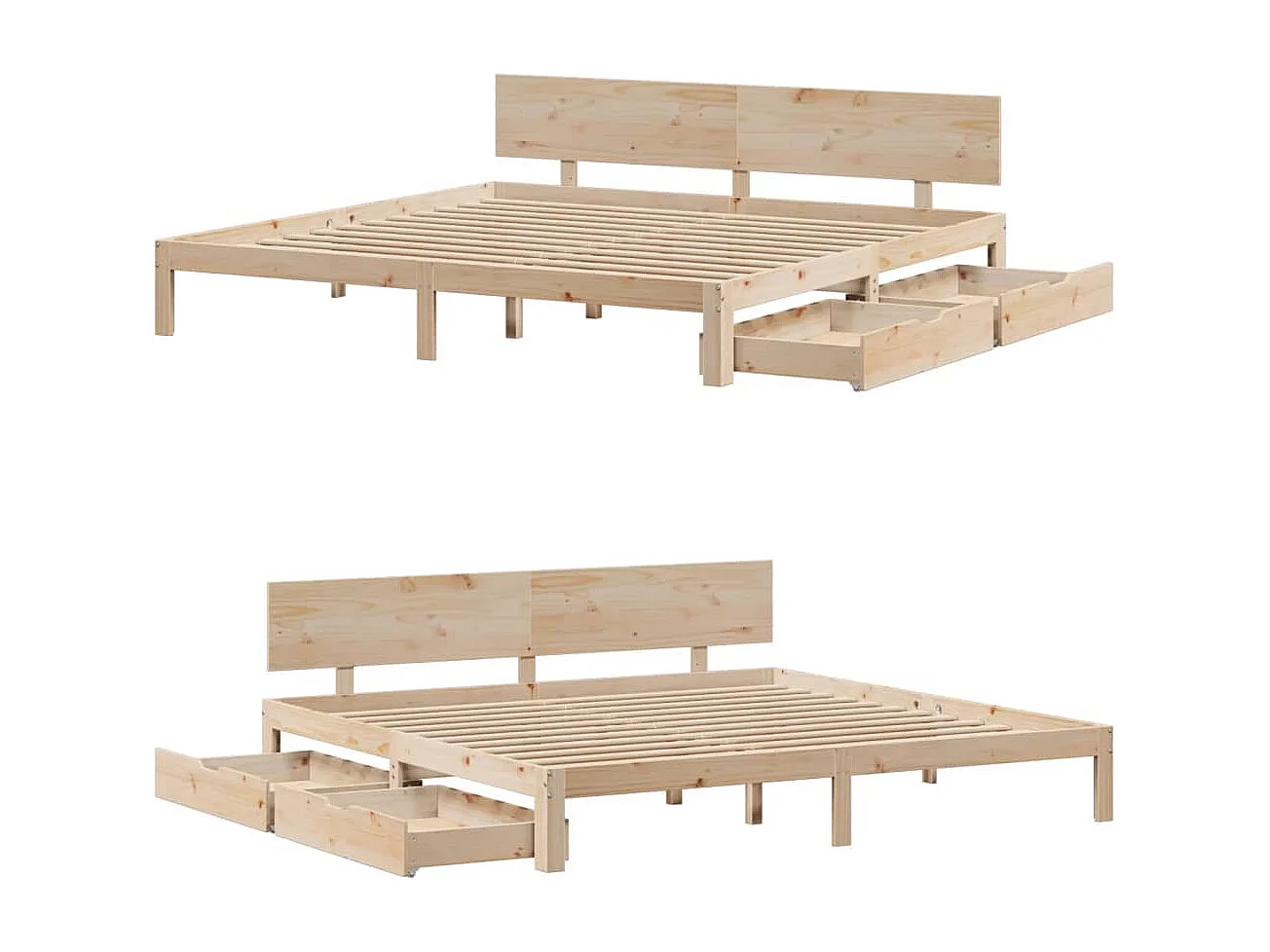 Estructura de cama con cajones madera maciza de pino 180x200 cm