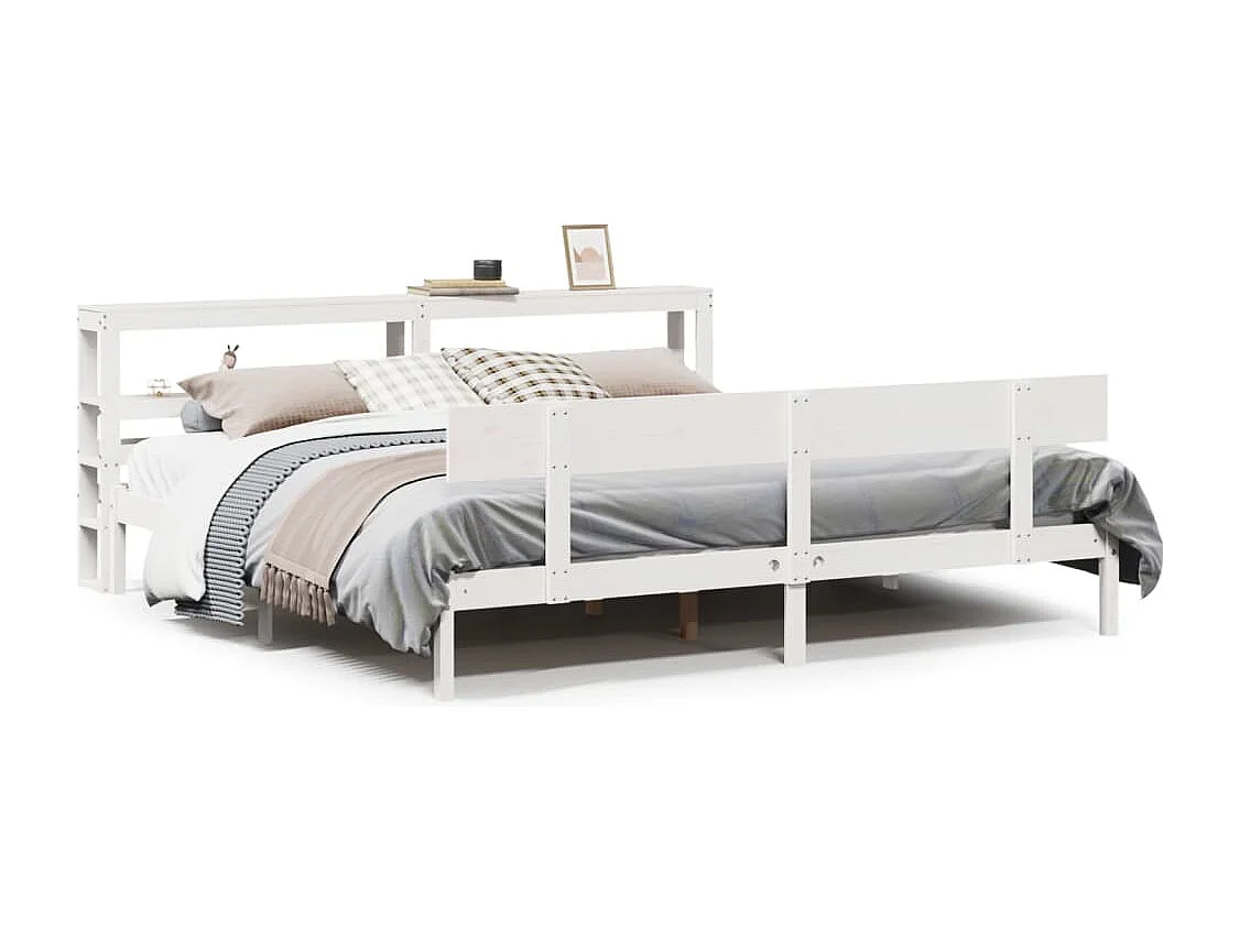 Cadre de lit sans matelas blanc 200x200 cm bois massif de pin